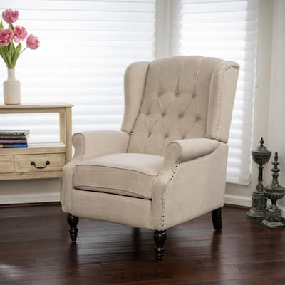 Walter Tufted Fabric Wingback Recliner Club Chair by Christopher Knight Home