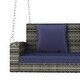 preview thumbnail 26 of 46, 2-Person Wicker Hanging Porch Swing with Chains,Cushion,Pillow, Rattan Swing Bench