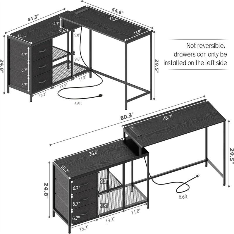 L Shaped Desk with Power Outlets