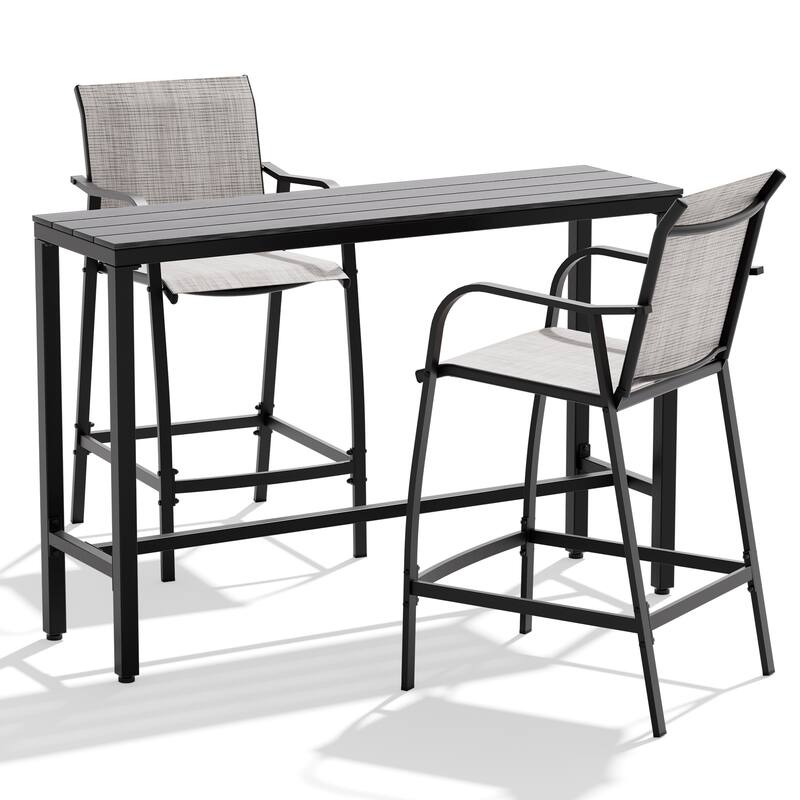 Outdoor Patio Bar Stools Set Rectangle Bar Table with Barstools