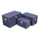 preview thumbnail 6 of 6, Offex Home Accent Set of 2 Navy Blue Linen Studded Trunk - : Lg: L: 19.75" x W: 12" x H: 12.25"