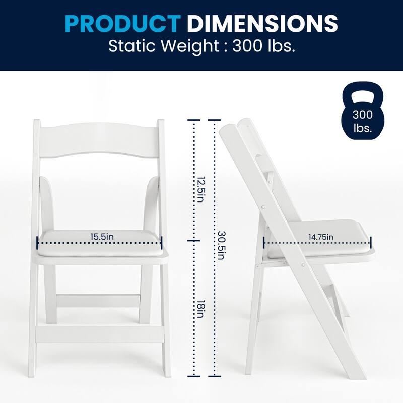 Wood Folding Chair with Vinyl Padded Seat (Set of 2)
