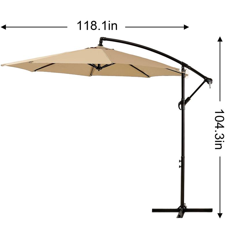 9.8ft Offset Patio Umbrella Offset Hanging Cantilever Patio Outdoor Market Umbrella UPF50 UV Protection