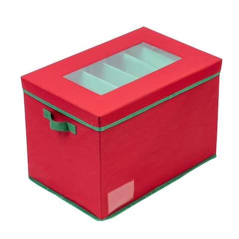 Christmas Tree Lights Storage Box With Handles, Red