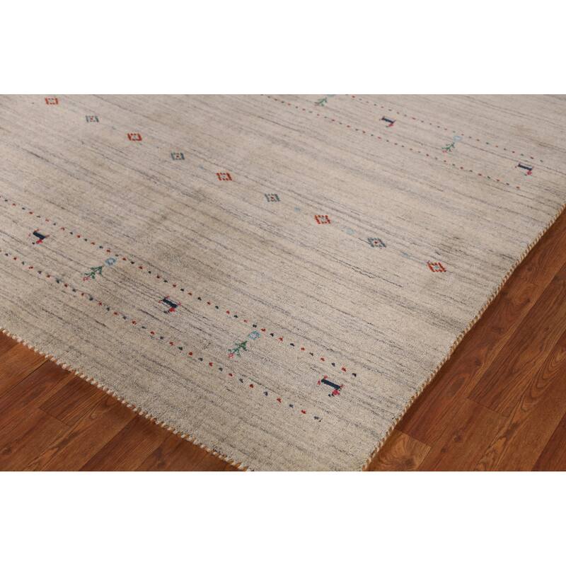 Hand Knotted Oriental 100% Wool Carpet Tribal Animal Pictorial Beige & Ivories Gabbeh Area Rug - 7' 9'' X 5' 0''