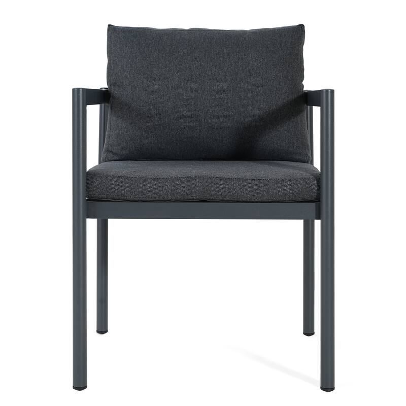 Christopher Knight Home - Outdoor Aluminum Dining Chair Set with Modern Grey Cushions