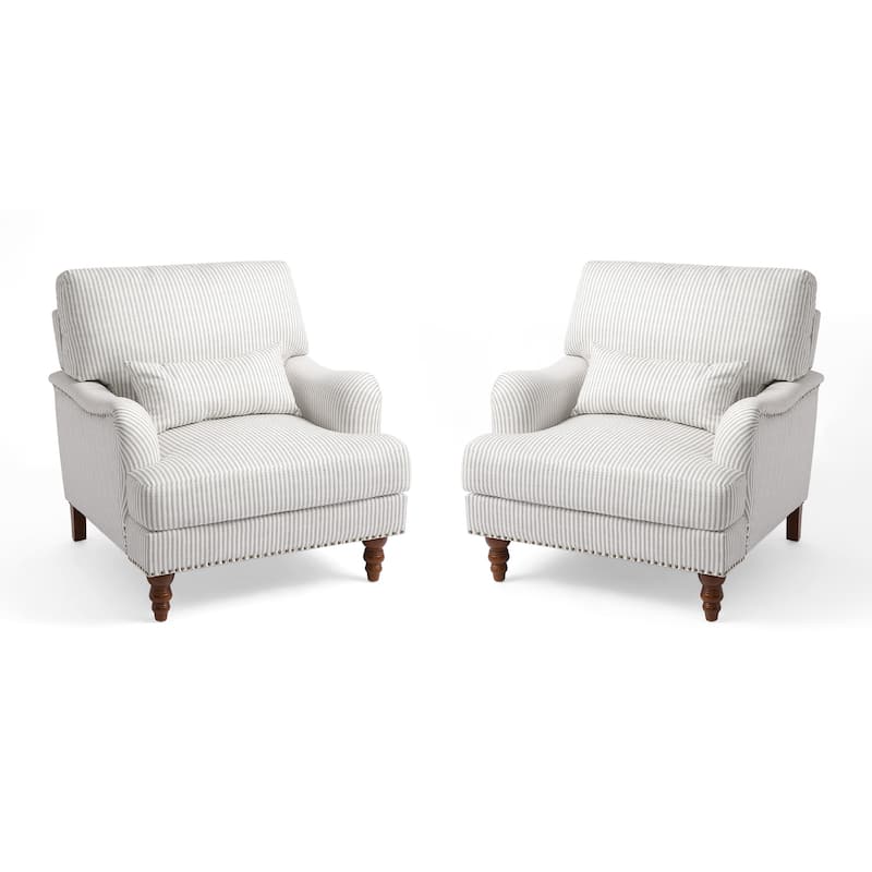 Set of 2 Mid Century Chenille Upholstered Accent Chairs