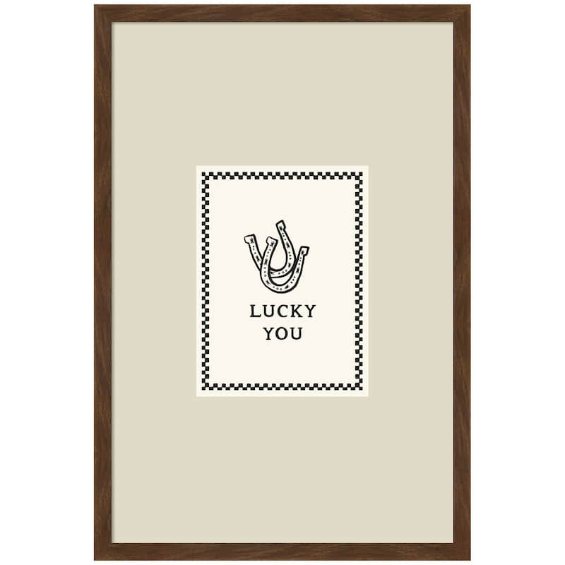 Kate and Laurel Lucky You Checkerboard Print, Hand Drawn Western Horseshoe, Cool Wall Poster II by Lucky Guava Framed Art Print - 17x25