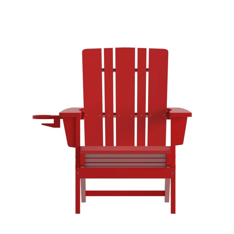 Set of 4 Commercial All-Weather Adirondack Chairs with Cupholders