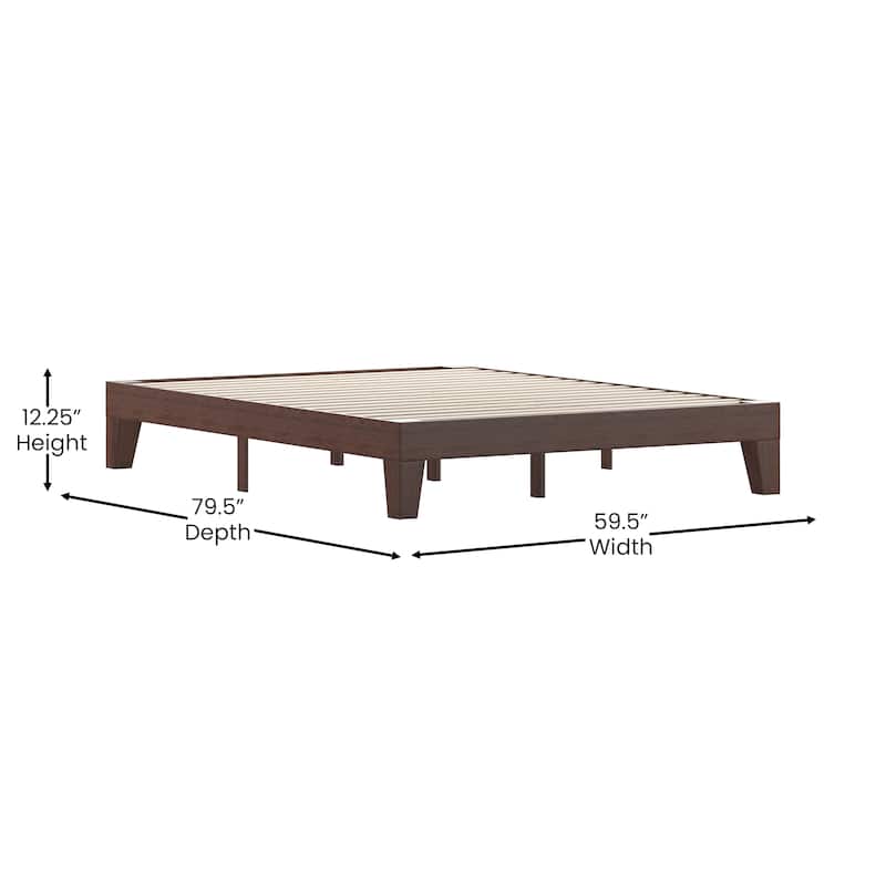 Wood Platform Bed with 14 Wooden Support Slats