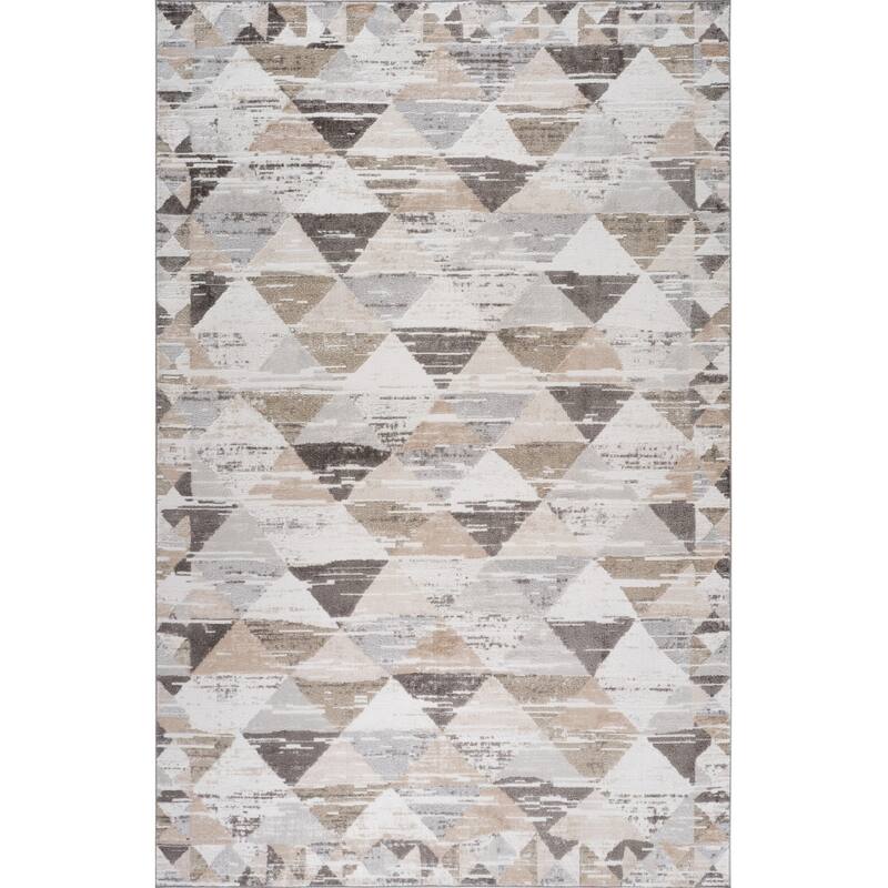 Distressed Abstract Stain Resistant Woven Low Pile Durable Area Rug