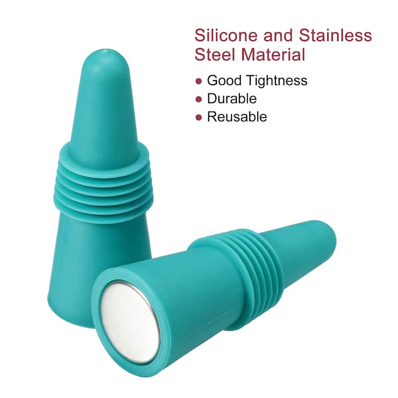 4Pcs Wine Stoppers, Silicone Beverage Bottle Sealer Caps Reusable Cover 4 Colors - Brown, Purple, Blue, Black