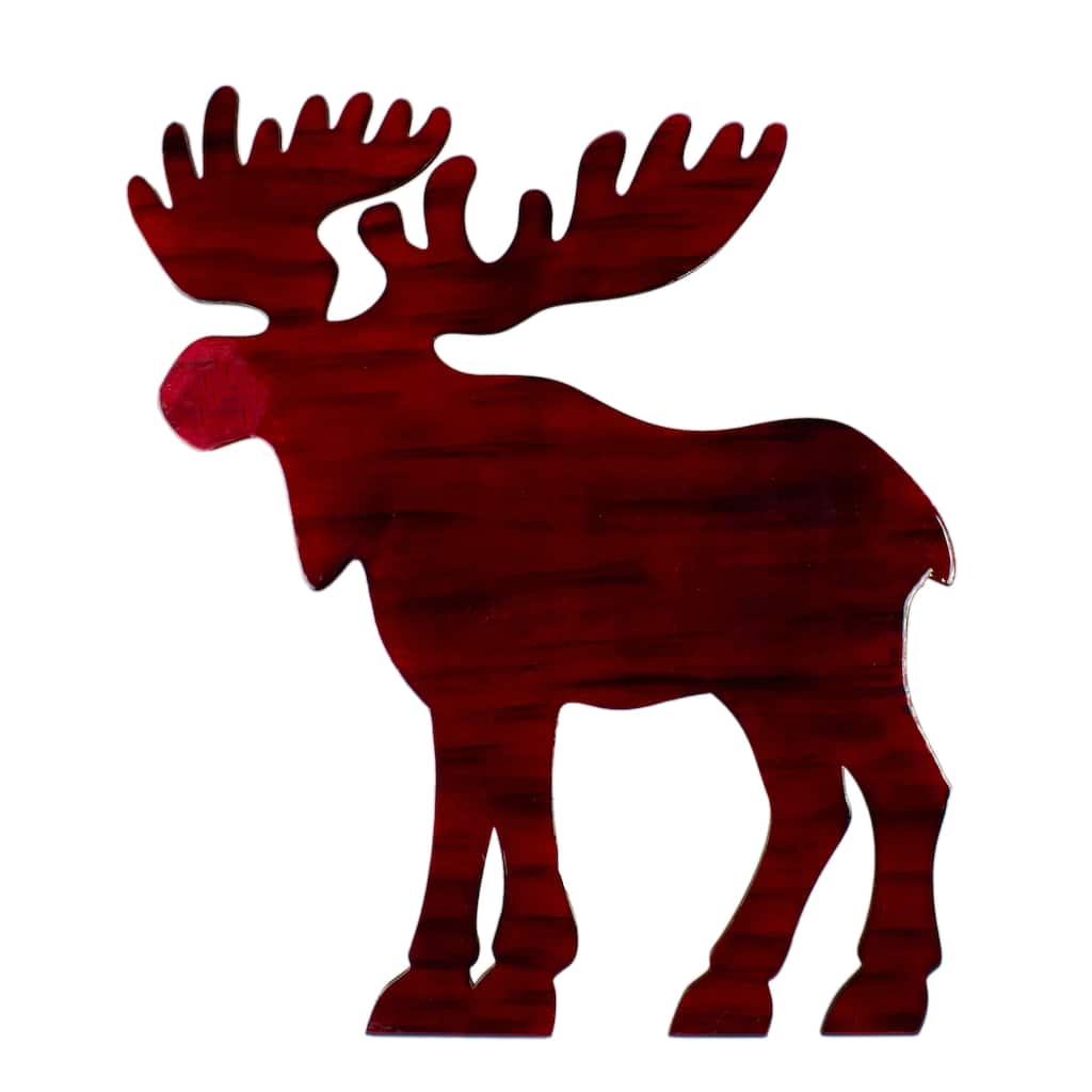 25.5" Red and Black Stained Standing Moose Christmas Tabletop Decor