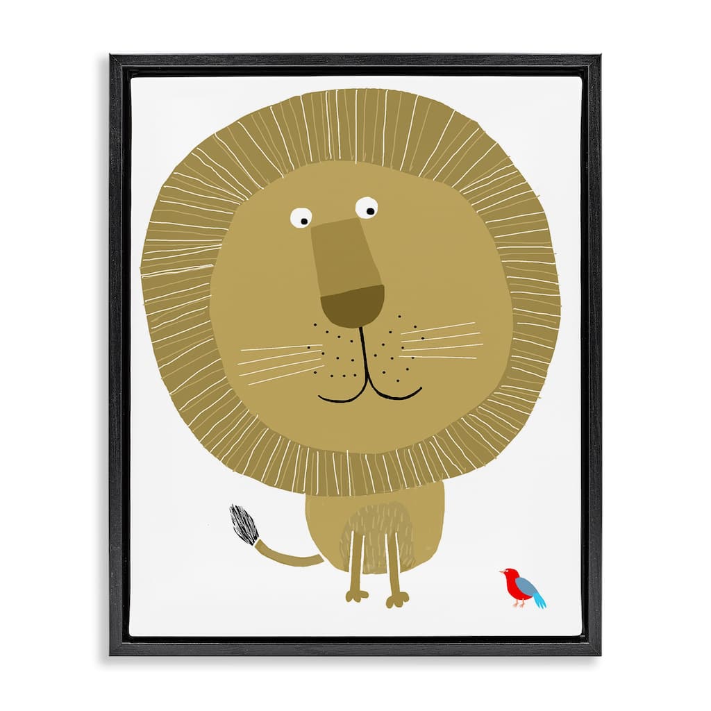 Stupell Friendly Lion & Bird Framed Floater Canvas Wall Art Design By Carla Daly