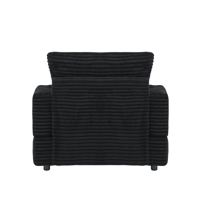Corduroy Armchair Ottoman Set with Cup Holder, Spring Cushion and 2 Throw Pillows