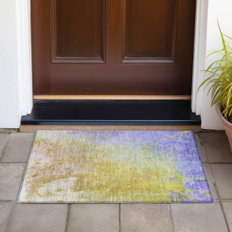 Allolu Contemporary Abstract Weather Resistant Timeless Fusion Runner Outdoor Rug
