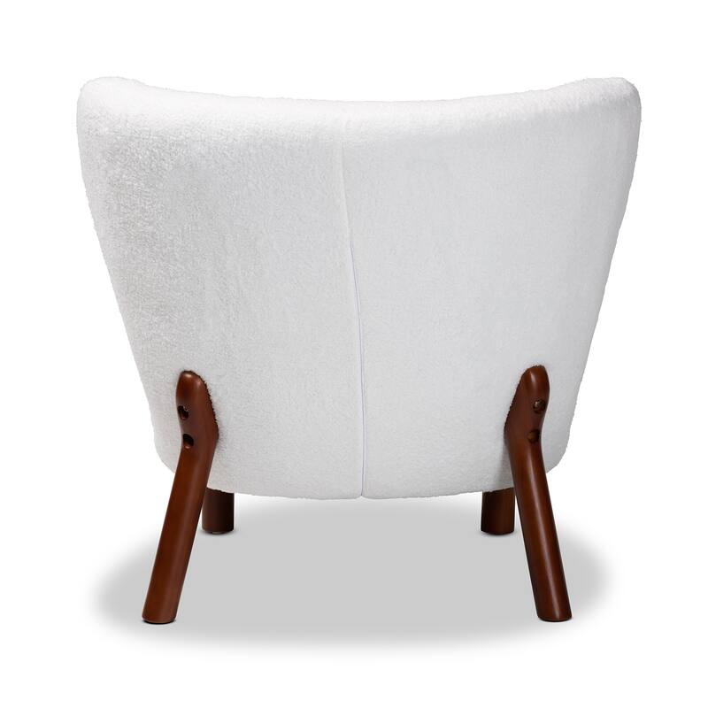 Cabrera Contemporary Boucle Upholstered Wood Accent Chair-White