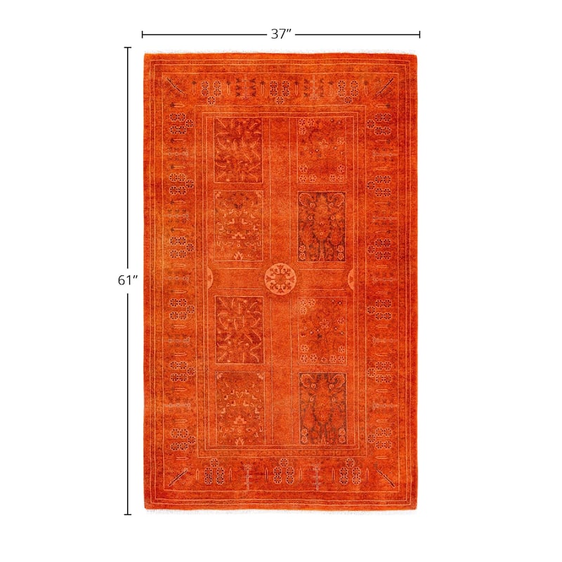 Contemporary Overdyed Wool Hand Knotted Area Rug - 3' 1" x 5' 1"