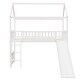 preview thumbnail 5 of 7, House Loft Bunk Bed Frames with Slide & Ladder, House Shaped Wooden Loftbeds w/Safety Guardrail & Storage Space Under Bed