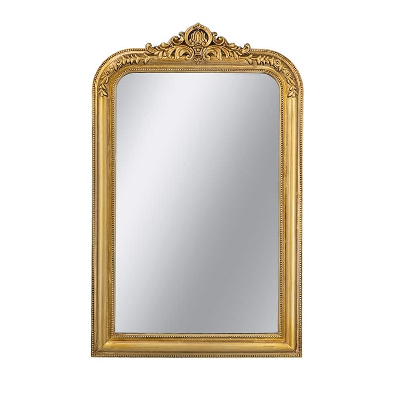 23.5" x 37.5" Decorative Arched Wall Mirror With Ornate Gold Crest Design