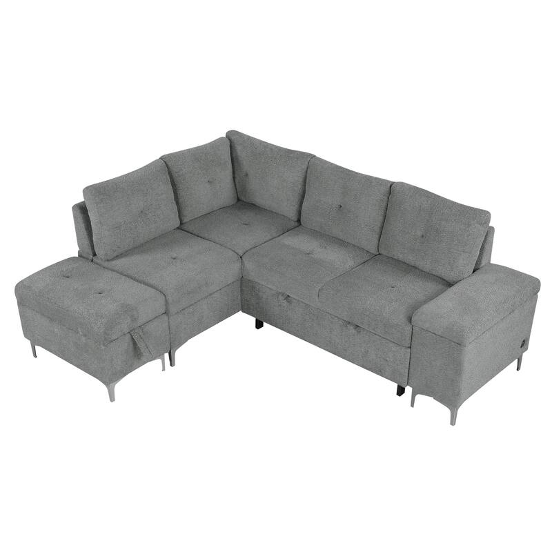 Power Recliner Corner Sofa Reclining Sofa Sectional Couches with Cup Holders, USB Ports and Power Socket for Living Room