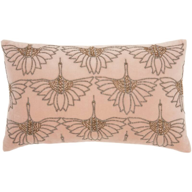 Mina Victory Beaded Flowers Throw Pillow