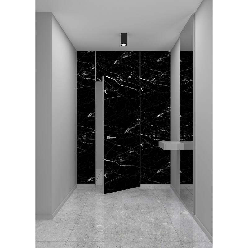 Solid Hidden Door with Handle Planum 0010 Nero Marquina