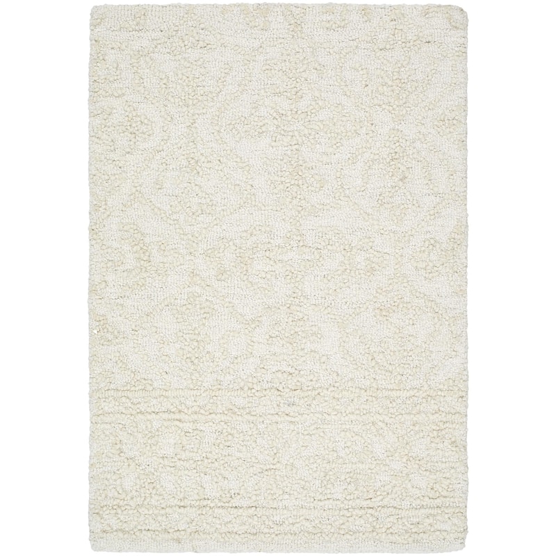 Livabliss Sicily Casual Solid Color Wool Area Rug - Ivory - 6' x 9'