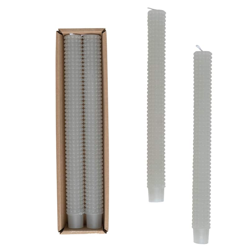 Unscented Hobnail Taper Candles in Box - 1.0"L x 1.0"W x 10.0"H