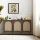 preview thumbnail 4 of 35, Ulysses Farmhouse 56"W Storage 3-Door Rattan Sideboard with Adjustable Shelves by HULALA HOME Walnut