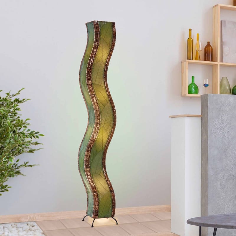 Eangee Handmade Wave Giant Floor Lamp, Cocoa Leaves Shade, 13 x 10 x 72 in.