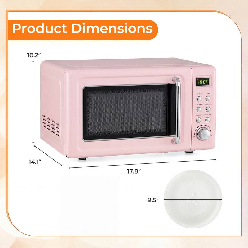 Costway 0.7Cu.ft Retro Countertop Microwave Oven 700W LED Display - See details