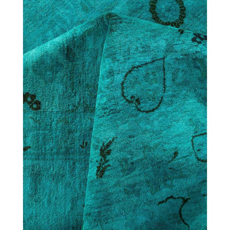 Fine Vibrance, One-of-a-Kind Hand-Knotted Area Rug - Green, 9' 2" x 12' 5" - 9' 2" x 12' 5"