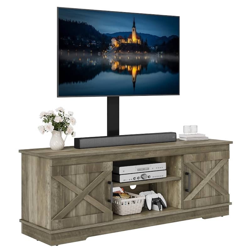Farmhouse TV Stand with Mount for 45/55/60/65/70 inch TVs Grey - 58 inches