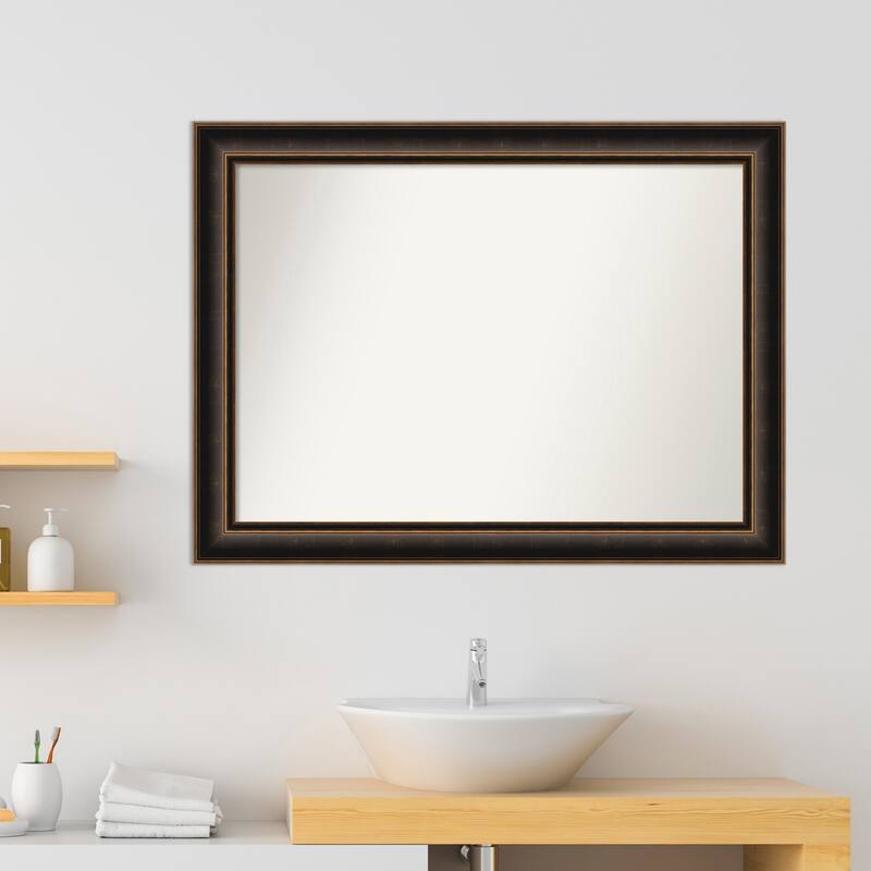 Villa Oil Rubbed Bronze Non-Beveled Wood Framed Bathroom Vanity Wall Mirror - Villa Oil Rubbed Bronze