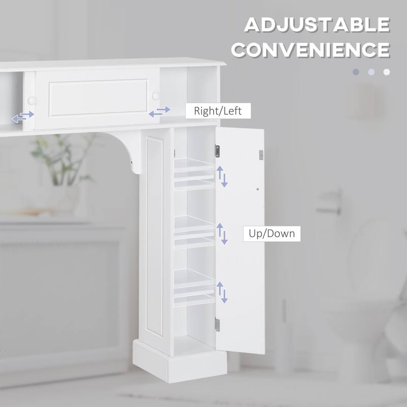 HomCom Freestanding Over Toilet Bathroom Storage Cabinet - White - 35*9*41