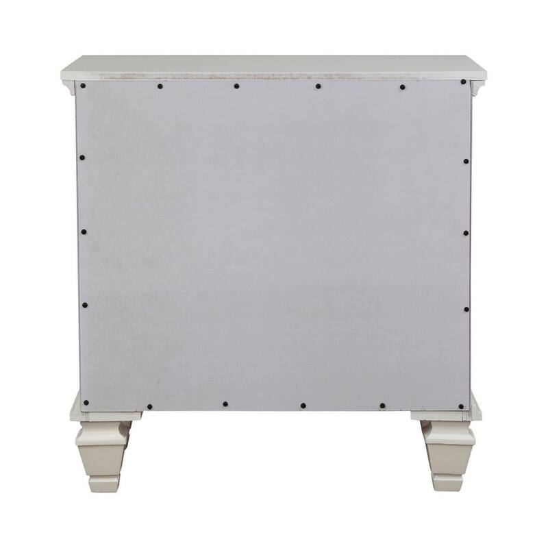 White/Nickel 3 Drawer 29 in. W Nightstand with Sturdy Hardware and Ample Storage