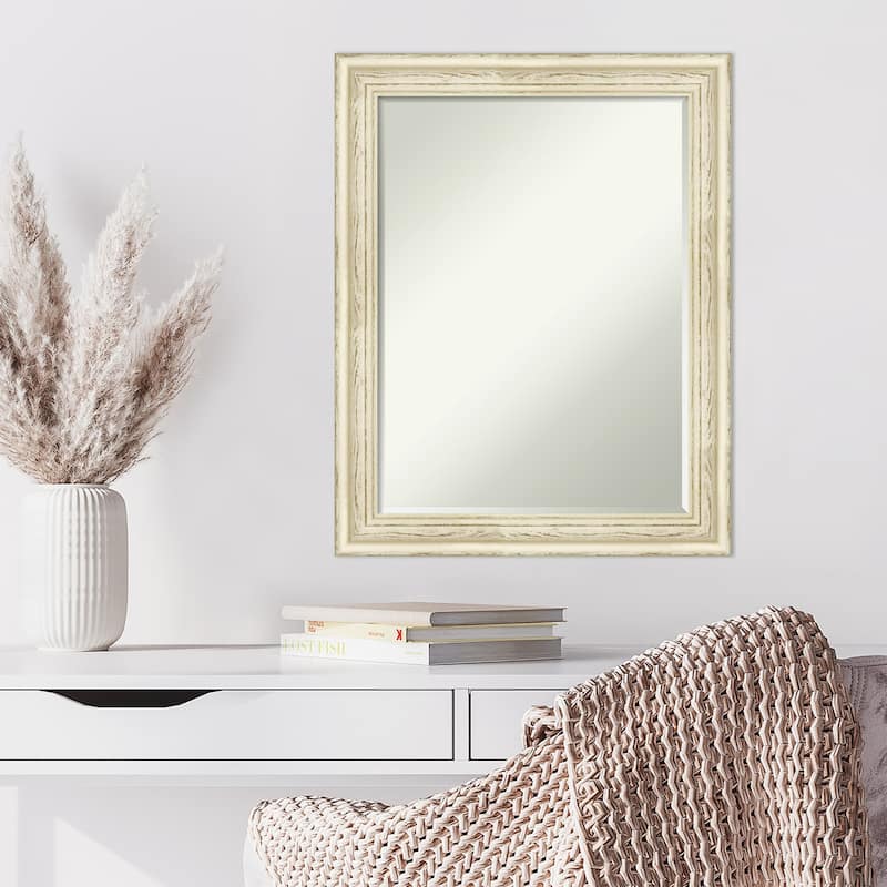 Petite Bevel Wood Wall Mirror - Country White Wash Frame - Country White Wash - 22 x 28 in