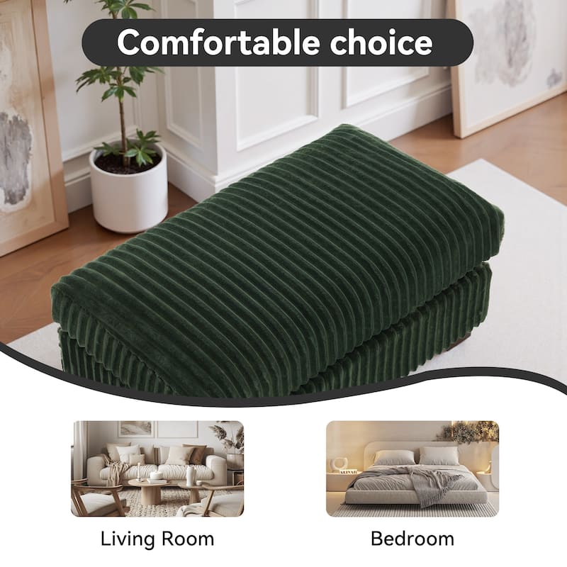 Modern Interior Rectangle Faux Fur Ottoman