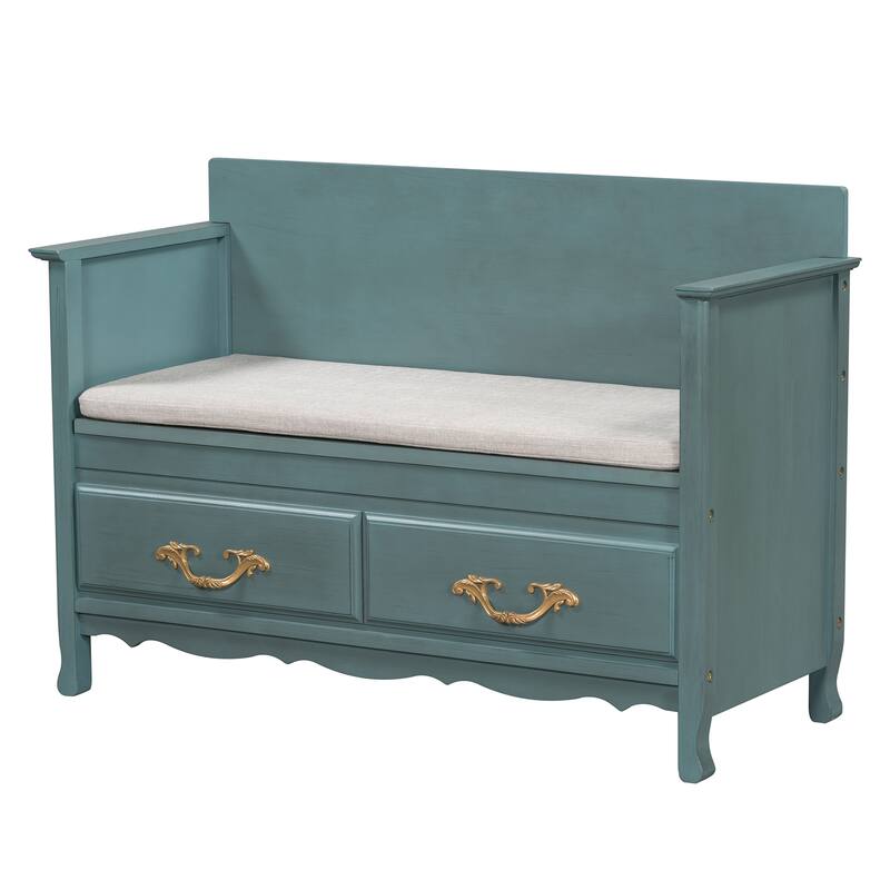 Shoe Bench with Removable Cushion,Hidden Storage and Back