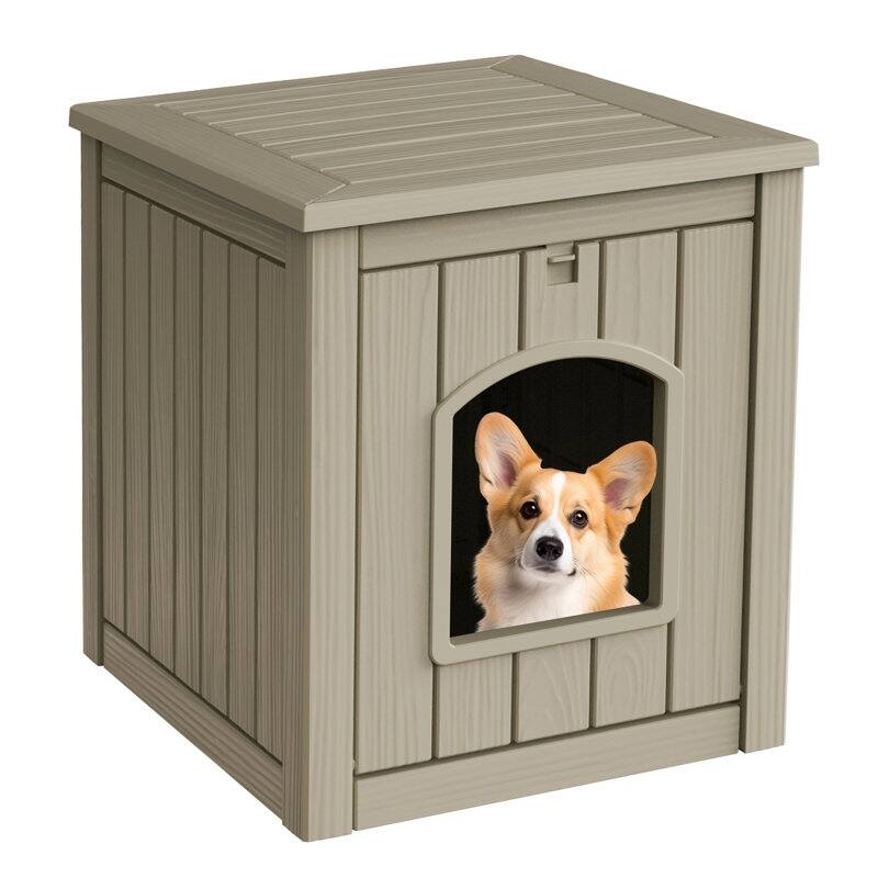 Plastic Dog House for Small Sized Dogs - Brown
