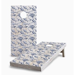 Shark on Wood Pattern Cornhole Game (Choose Wraps or Boards)