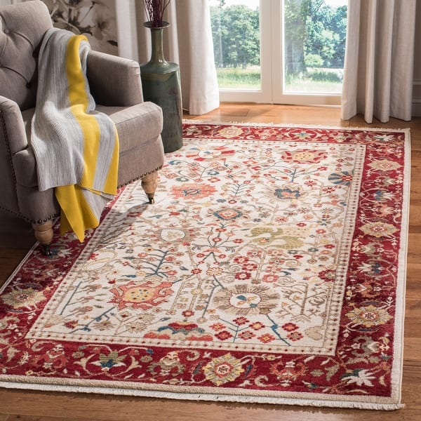 Safavieh Heritage Kashan 4 x 4 Red/Ivory Square Indoor Floral/Botanical Oriental Handcrafted Area Rug Safavieh Heritage Kashan 4 x 4 Red/Ivory Square Indoor Floral/Botanical Oriental Handcrafted Area Rug
