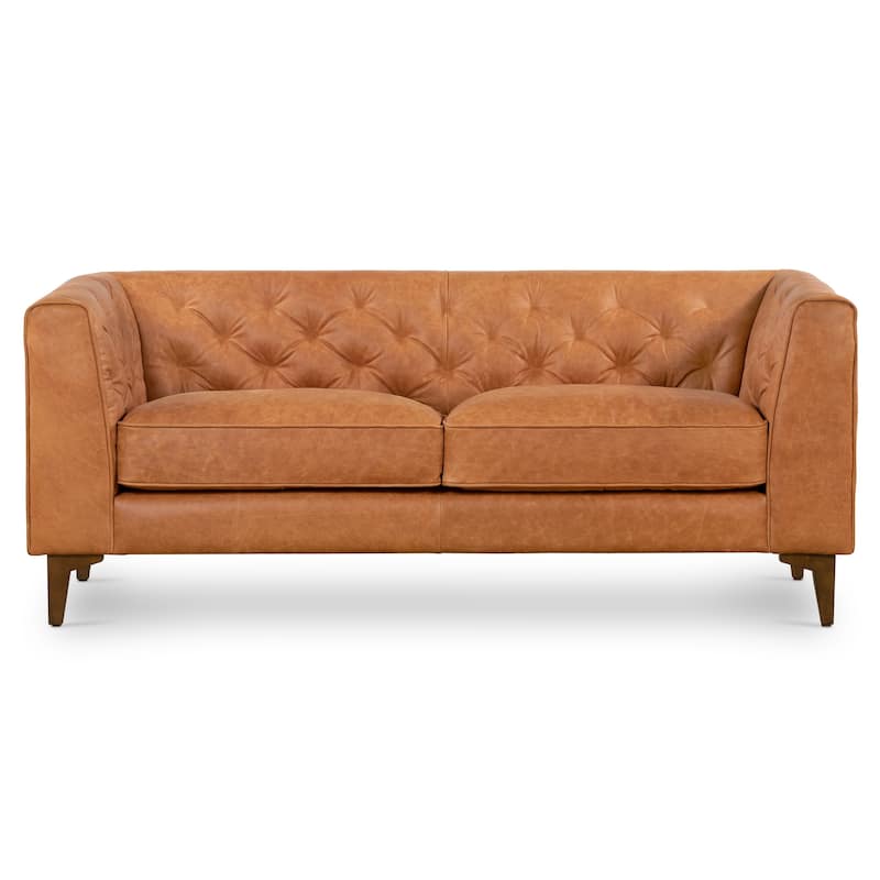 Poly & Bark Essex 74" Apartment Sofa - Full Grain Genuine Italian Leather - Tan