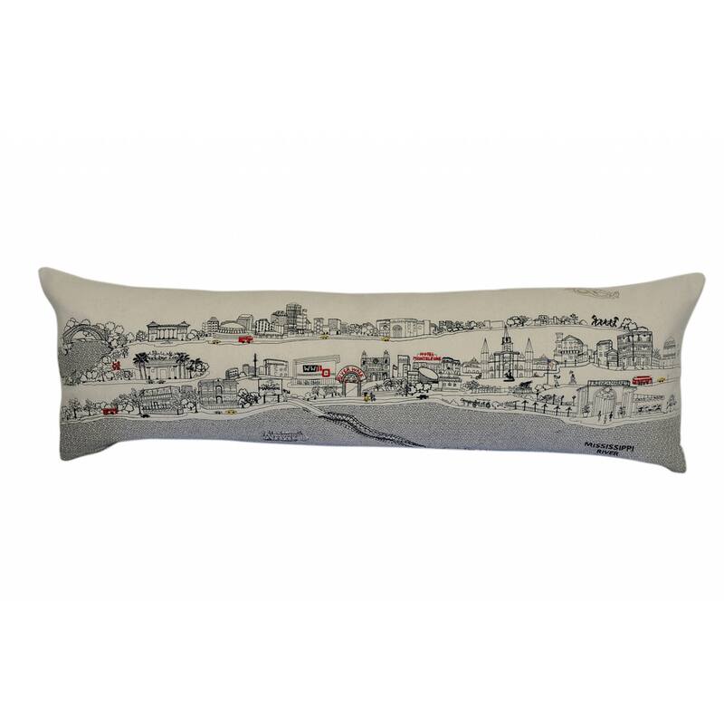 HomeRoots 46" White New Orleans Daylight Skyline Lumbar Decorative Pillow