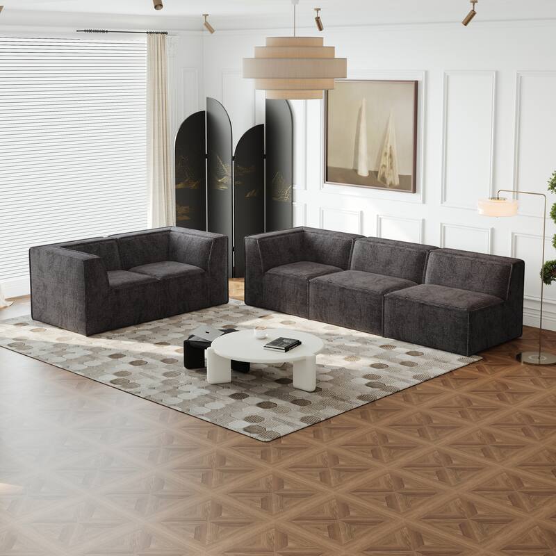 106"x106" Chenille Modular L-Shaped Sectional Sofa (5-Piece)