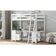 preview thumbnail 5 of 22, Full Size Loft Kids Bed Frame with U-Shaped Desk, Storage & Drawers, White