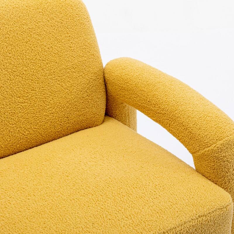 SEYNAR Mid-Century Modern Boucle 51'' Solid Wood Curved Sofa Set of 3 with Accent chair