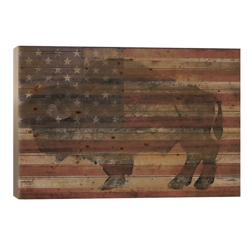 American Bison I Print On Wood by Diego Tirigall - Multi-Color - 26x40x1.5