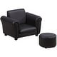 preview thumbnail 1 of 16, Qaba Kids Sofa Chair with Matching Ottoman for 18 to 36 Months Black